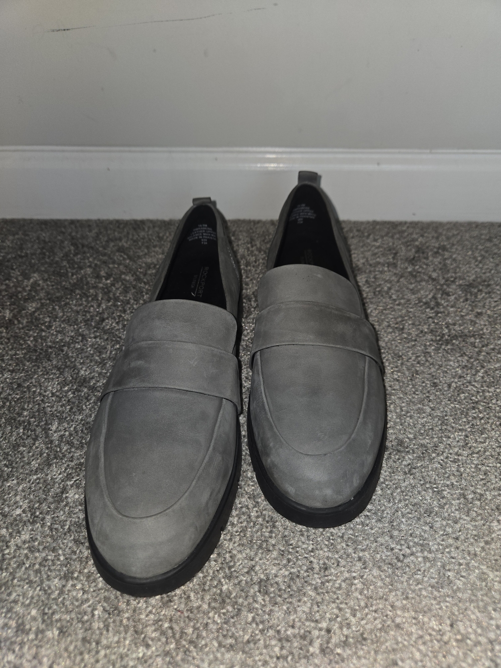 Rockport Grey Nubuck Slip-On Loafers - Picture 2 of 5